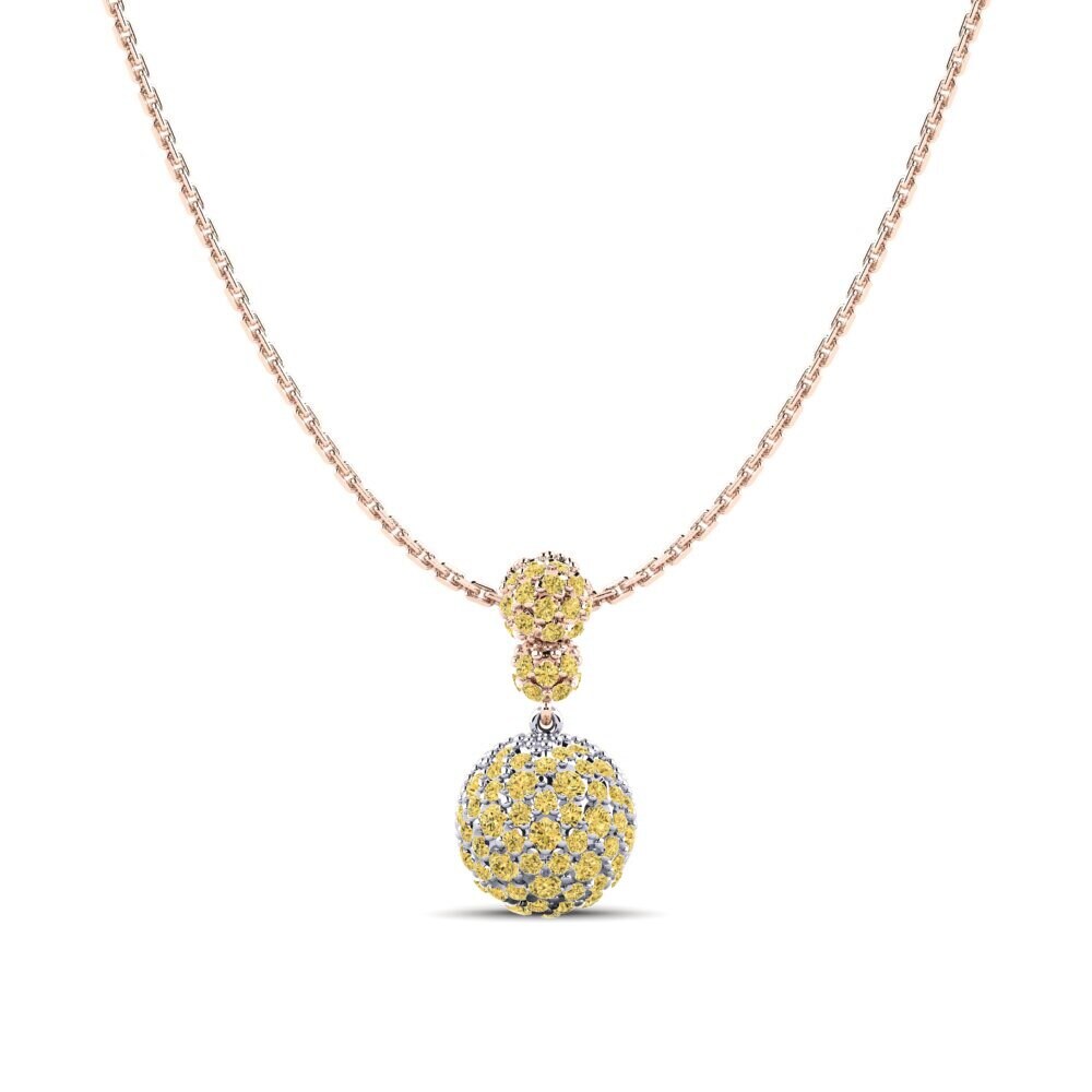 14k Oro Rosa & Blanco Diamante Amarillo Colgante de Mujer Barnabas