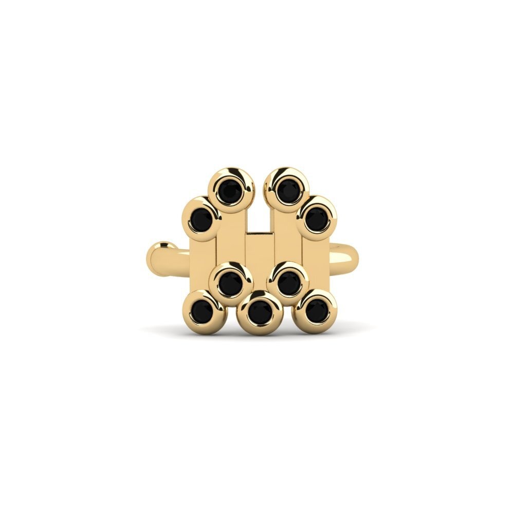 Ouro Amarelo 14K Ônix Negro Brincos Feminino Bublin