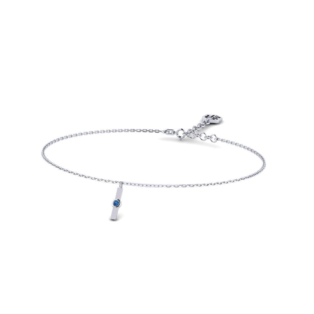 925 Prata de lei Zircônia azul escuro Pulseira Feminino Bukel
