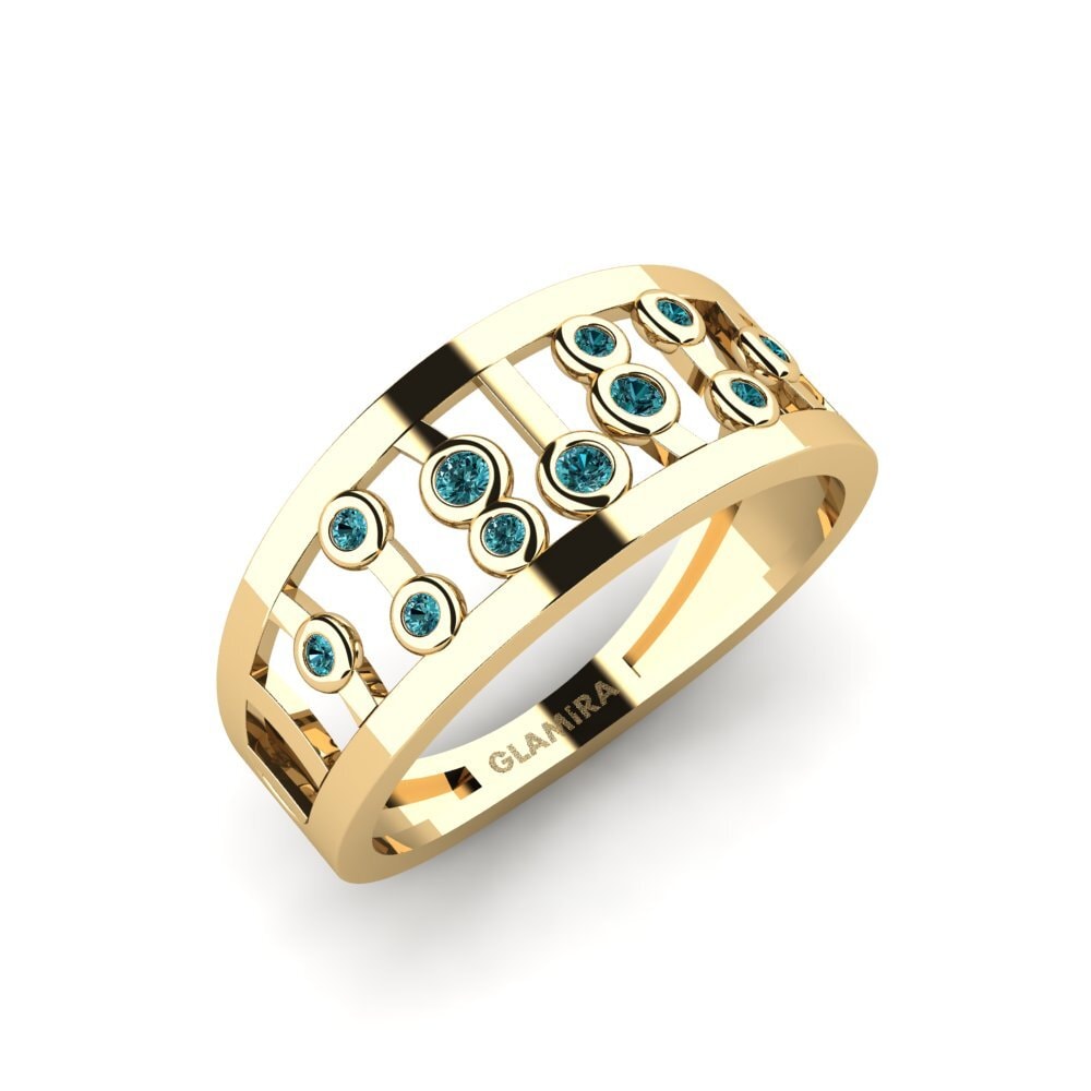 Diamante Azul Anel Bulonba