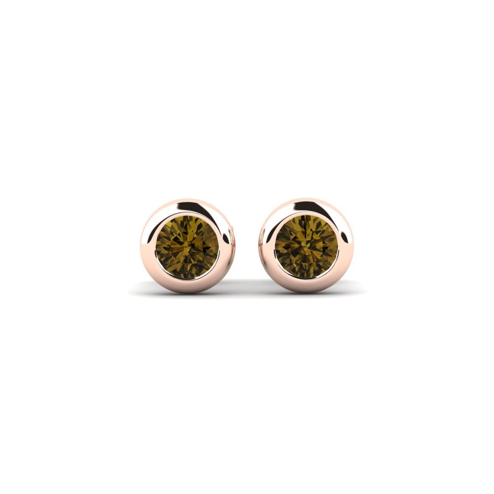 14ct Rose Gold Brown Zircon Women's Earring Burbuja
