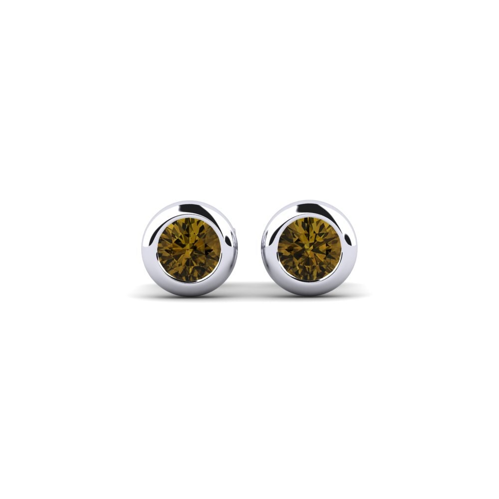 950 Platinum Brown Zircon Women's Earring Burbuja