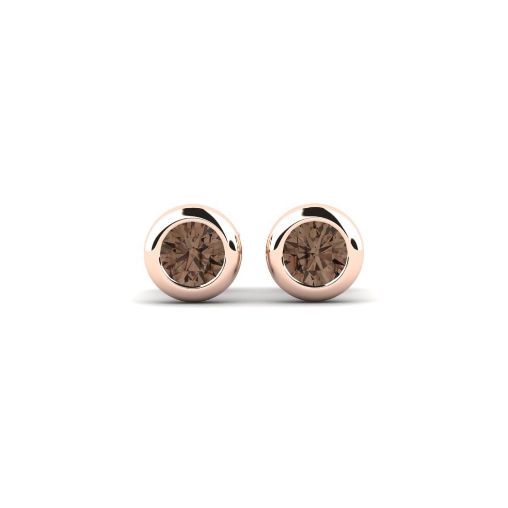 14ct Rose Gold Smoky Quartz Women's Earring Burbuja