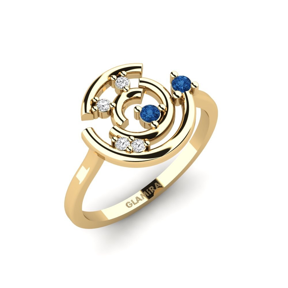 Dark Blue Zirconia Ring Concentric