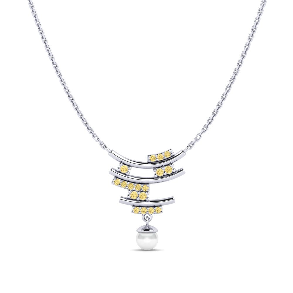 14ct White Gold Yellow Diamond Women's Necklace Crissier