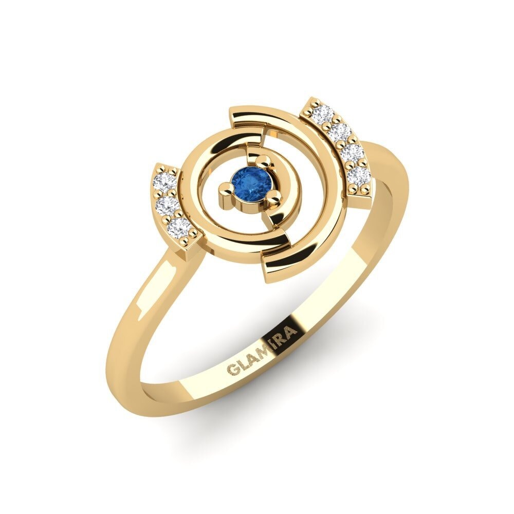 Dark Blue Zirconia Ring Elliptical