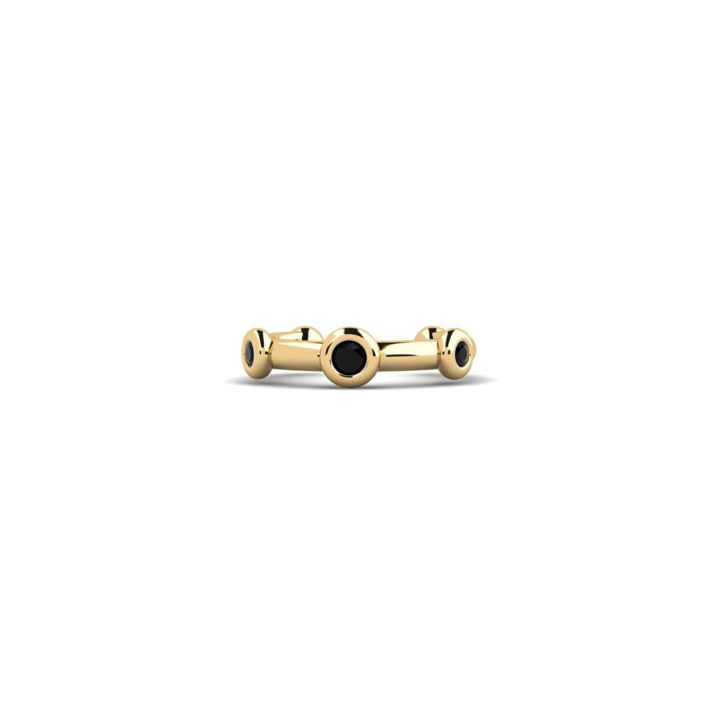 Ouro Amarelo 14K Ônix Negro Furo na orelha Panthu