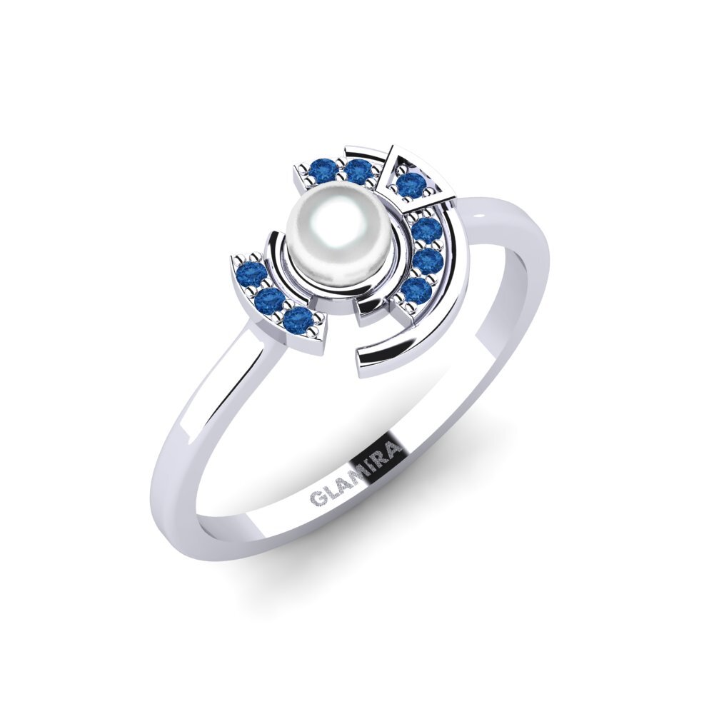 950 Palladium Dark Blue Zirconia Ring Rhetoric