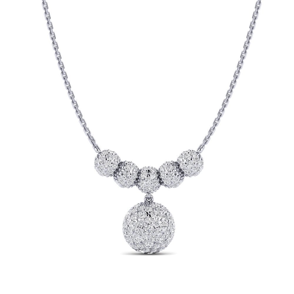 14k White Gold Diamond Women's Necklace Tasker