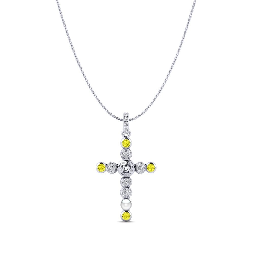 14ct White Gold Yellow Diamond Women's Pendant Ponder