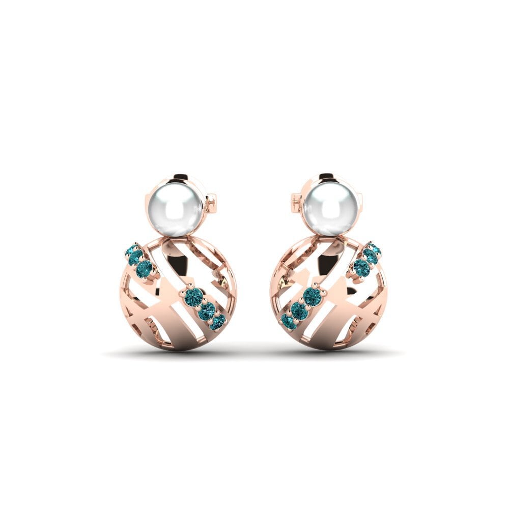 Rotgold 750 Blauer Diamant Damen ohrring Realita