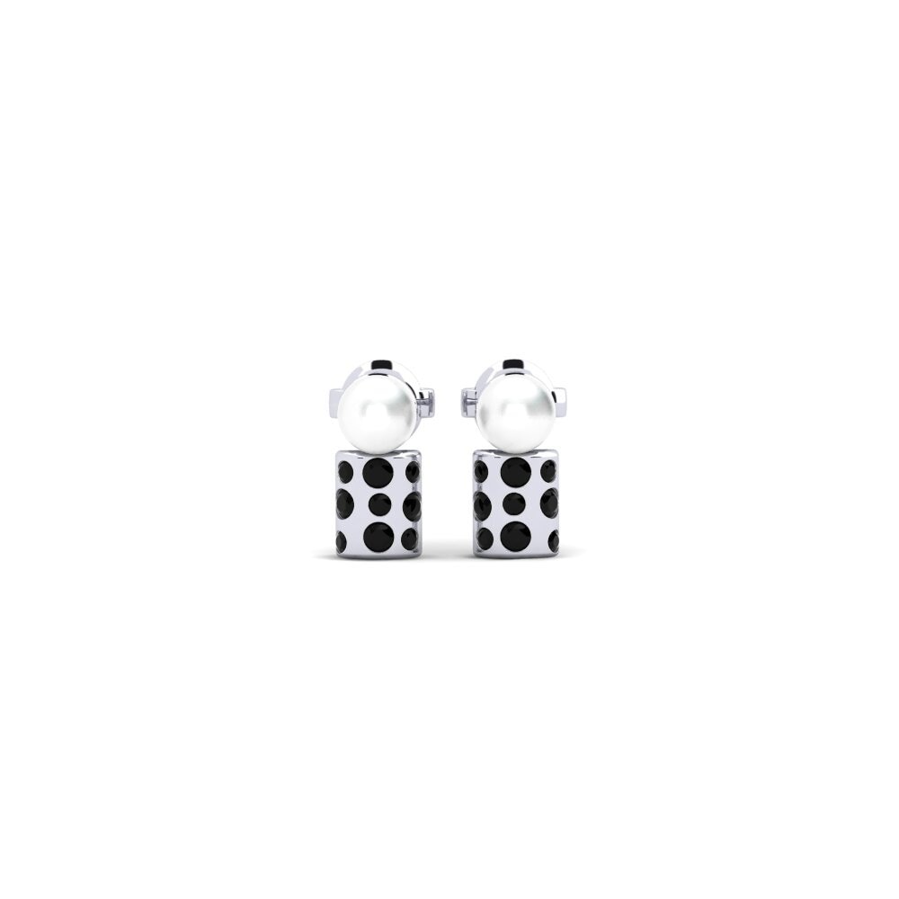 14ct White Gold Black Diamond Women's Earring Slonim