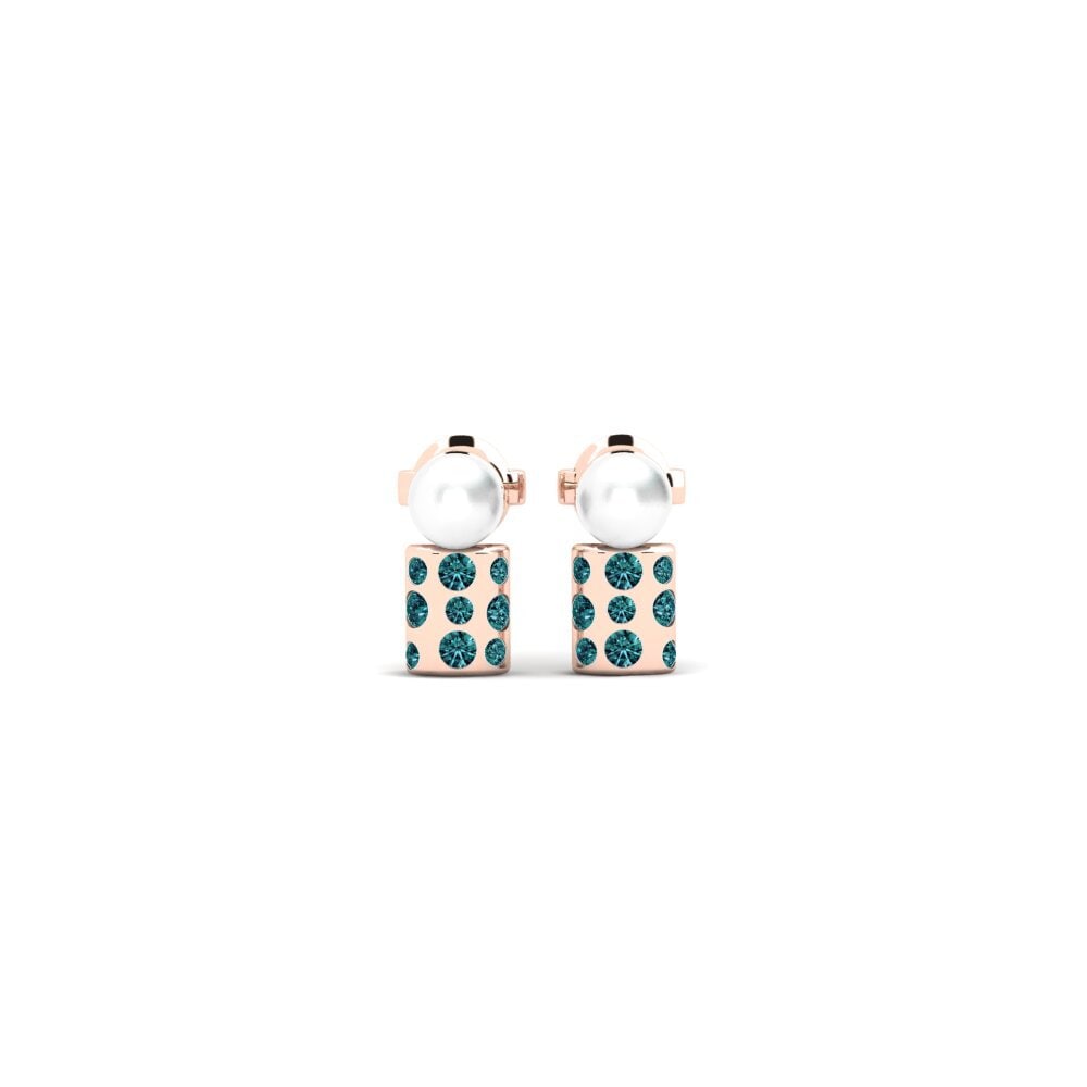 Rotgold 750 Blauer Diamant Damen ohrring Slonim