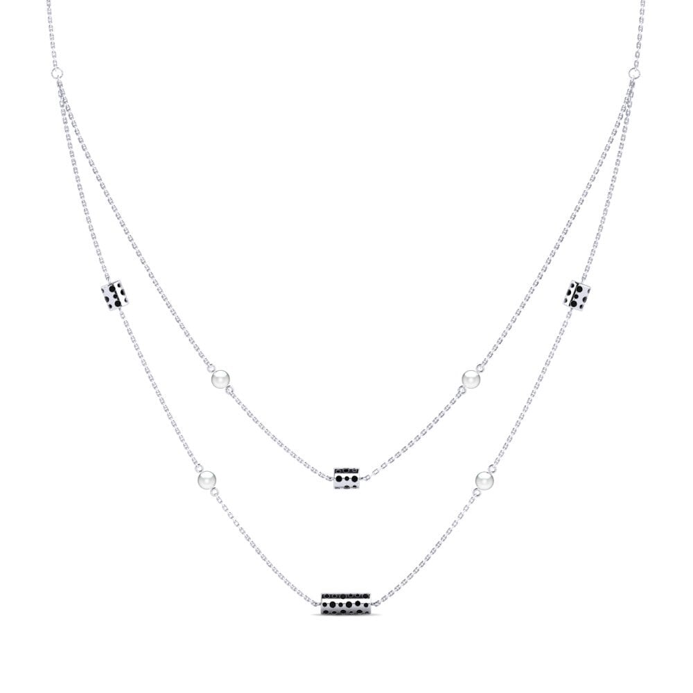 14ct White Gold Black Diamond Women's Necklace Escoldes