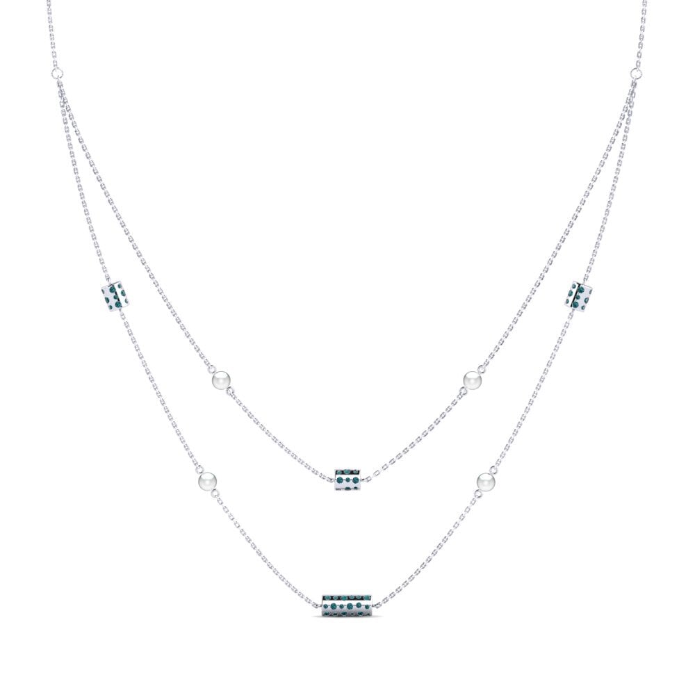 Weißgold 585 Blauer Diamant Damen halskette Escoldes