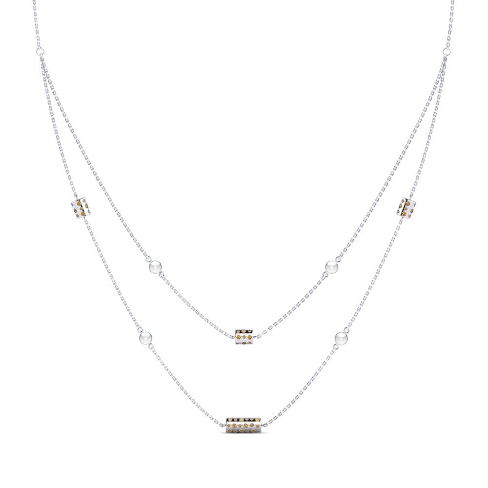 Weißgold 750 Brauner Diamant Damen halskette Escoldes