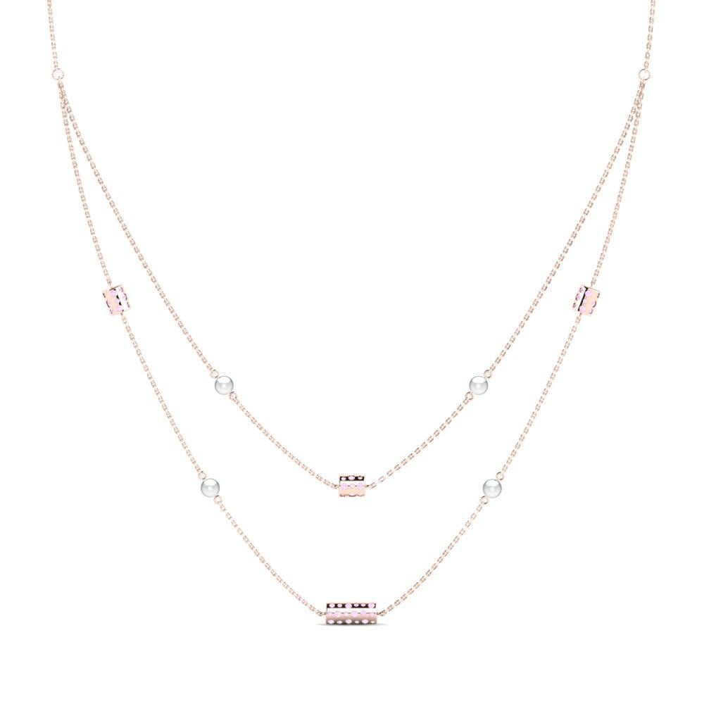 Rotgold 375 Rosa Saphir Damen halskette Escoldes