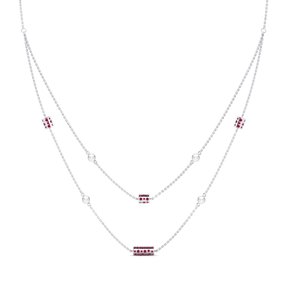 14ct White Gold Ruby Women's Necklace Escoldes