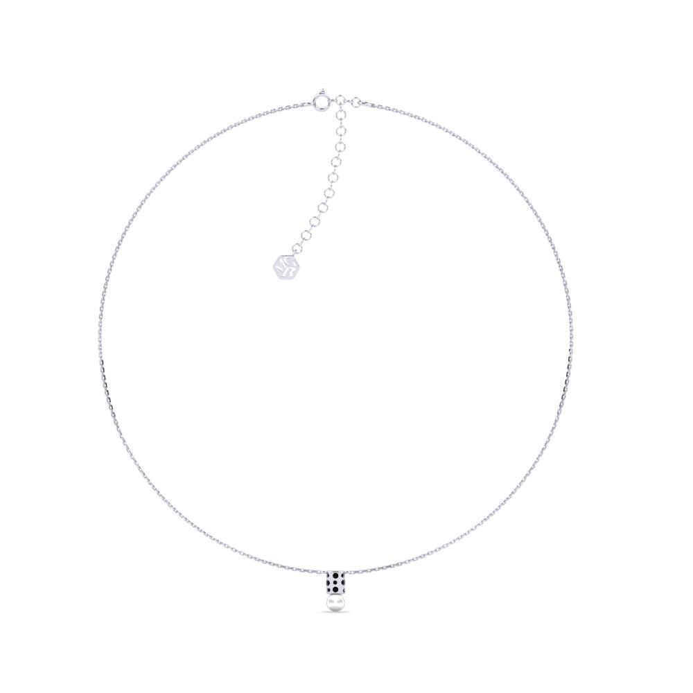 14ct White Gold Black Diamond Women's Necklace Luninec