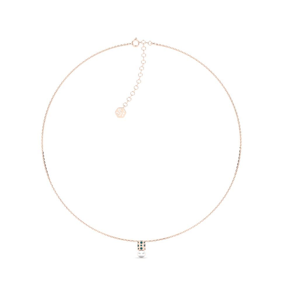 Rotgold 750 Blauer Diamant Damen halskette Luninec