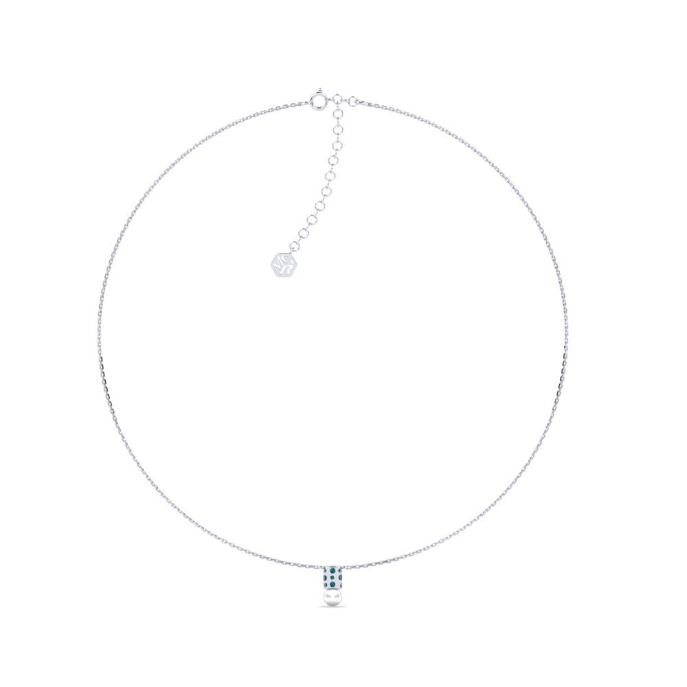 Weißgold 585 Blauer Diamant Damen halskette Luninec