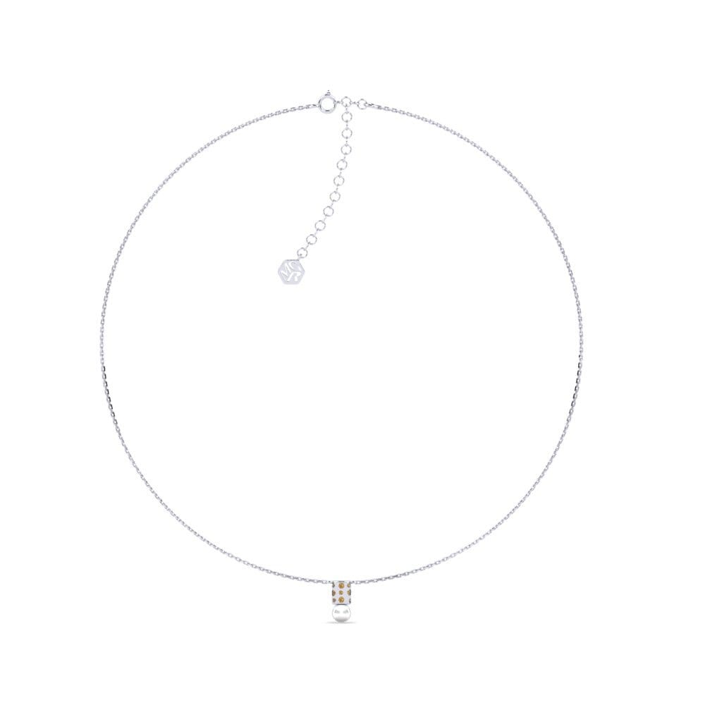 Weißgold 750 Brauner Diamant Damen halskette Luninec