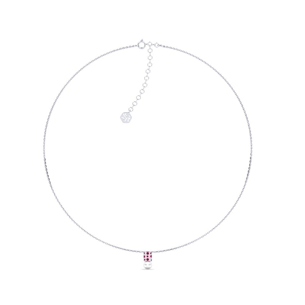 14ct White Gold Ruby Women's Necklace Luninec
