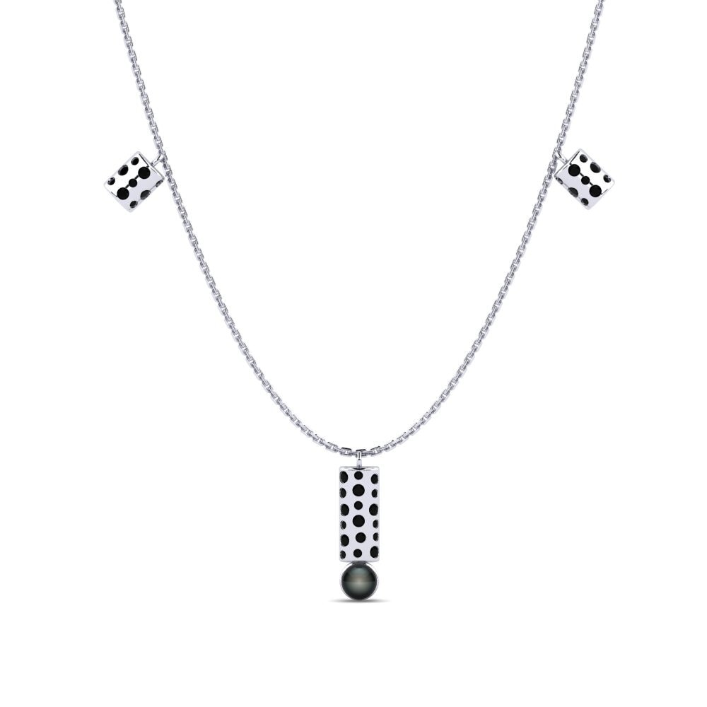14ct White Gold Black Diamond Women's Necklace Maszewo