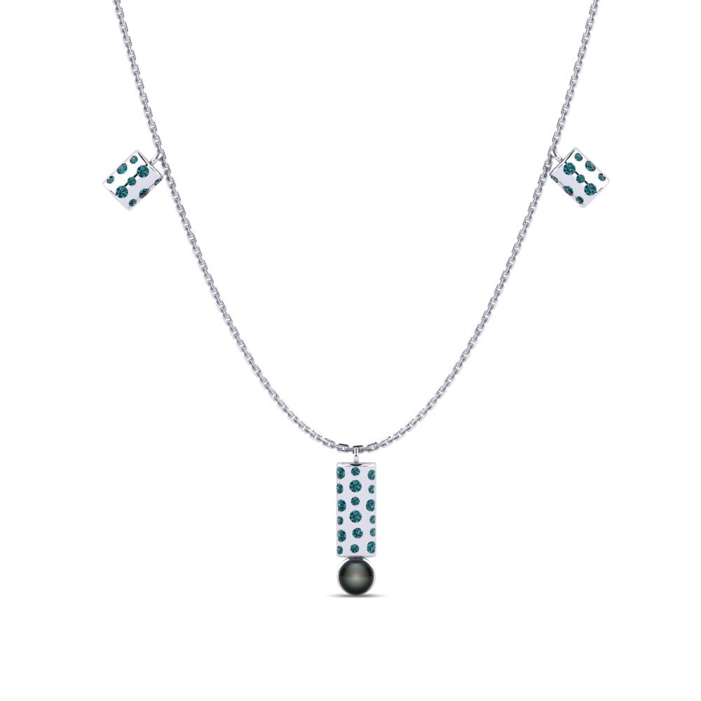 Weißgold 585 Blauer Diamant Damen halskette Maszewo