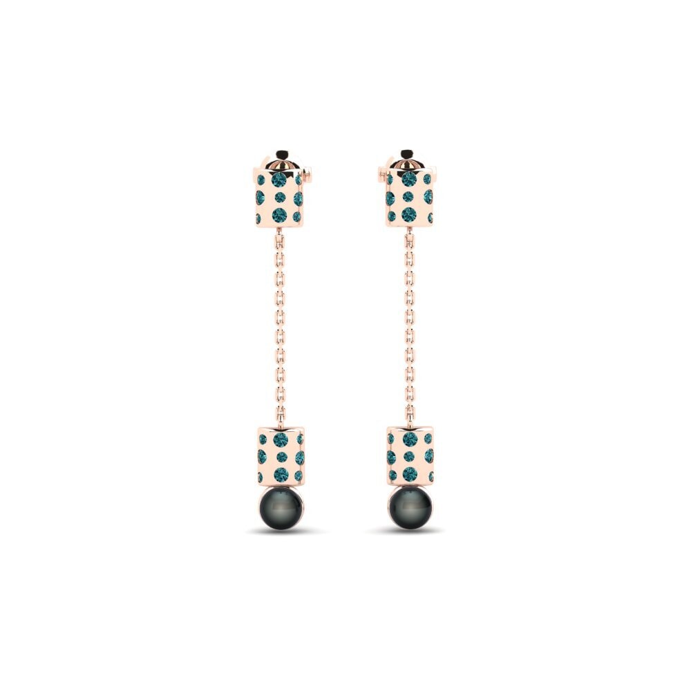 Rotgold 750 Blauer Diamant Damen ohrring Mogilno