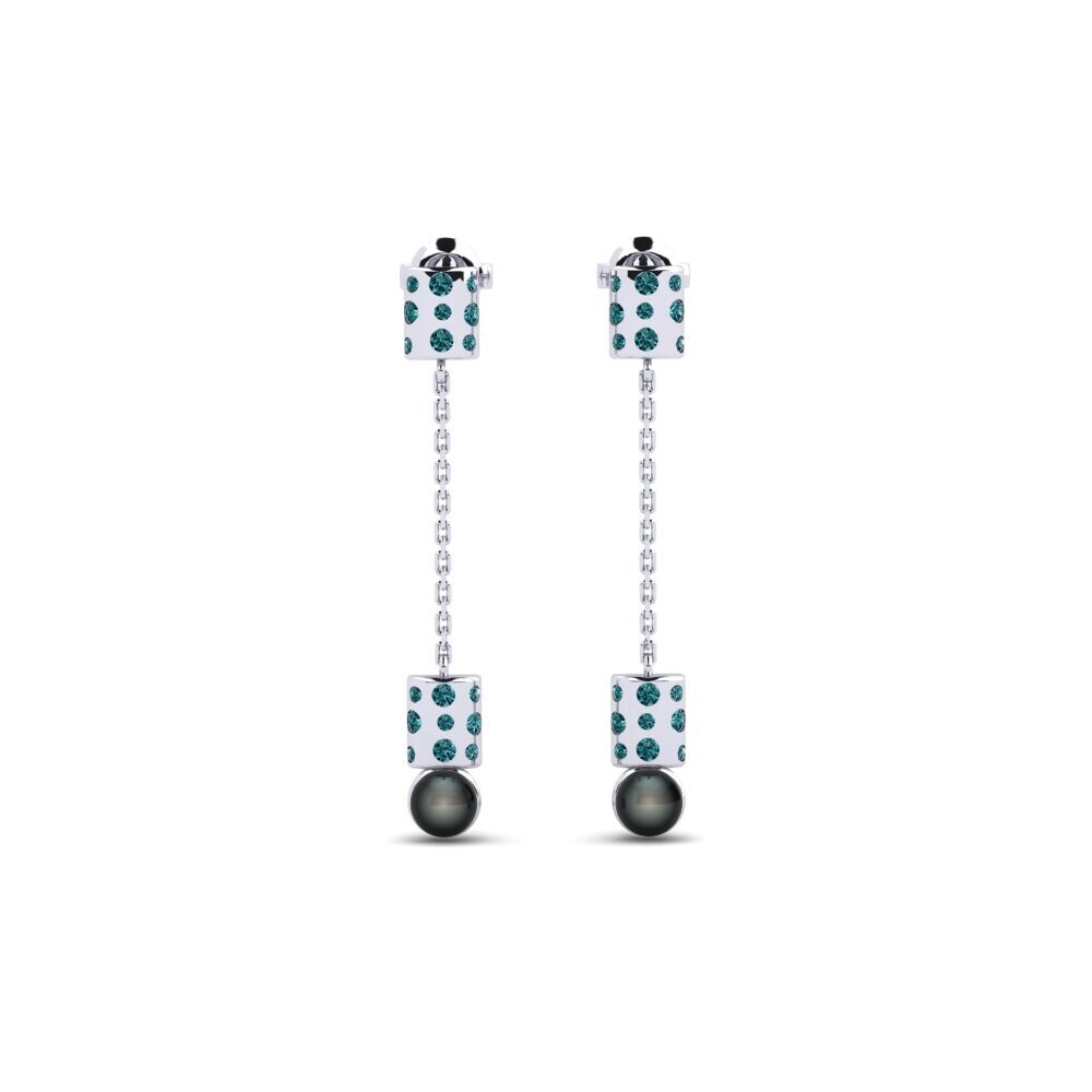 Weißgold 585 Blauer Diamant Damen ohrring Mogilno