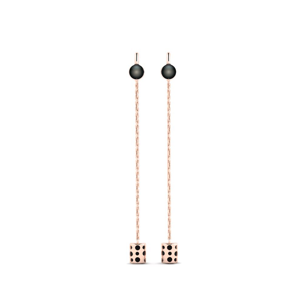 Rotgold 375 Schwarzer Onyx Damen ohrring Rahacou