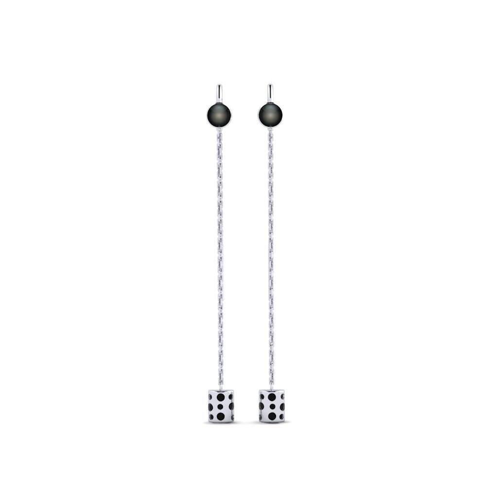 14ct White Gold Black Diamond Women's Earring Rahacou