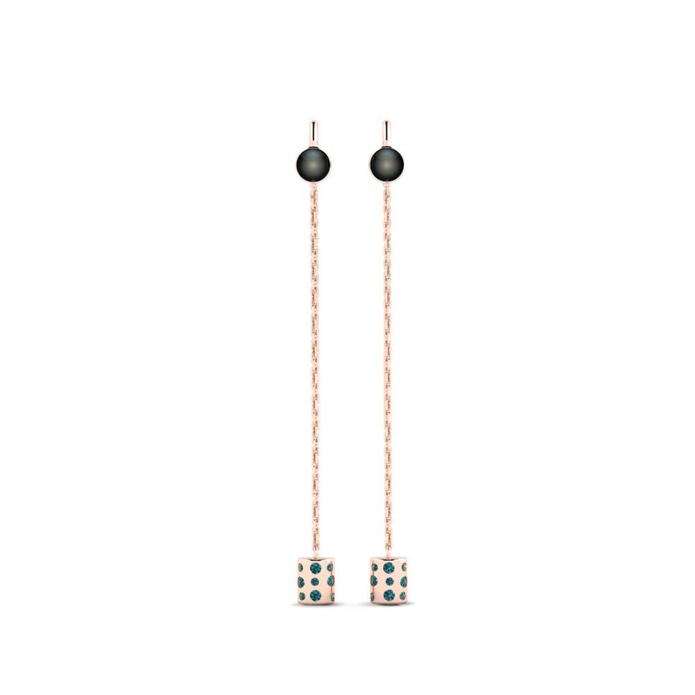 Rotgold 750 Blauer Diamant Damen ohrring Rahacou