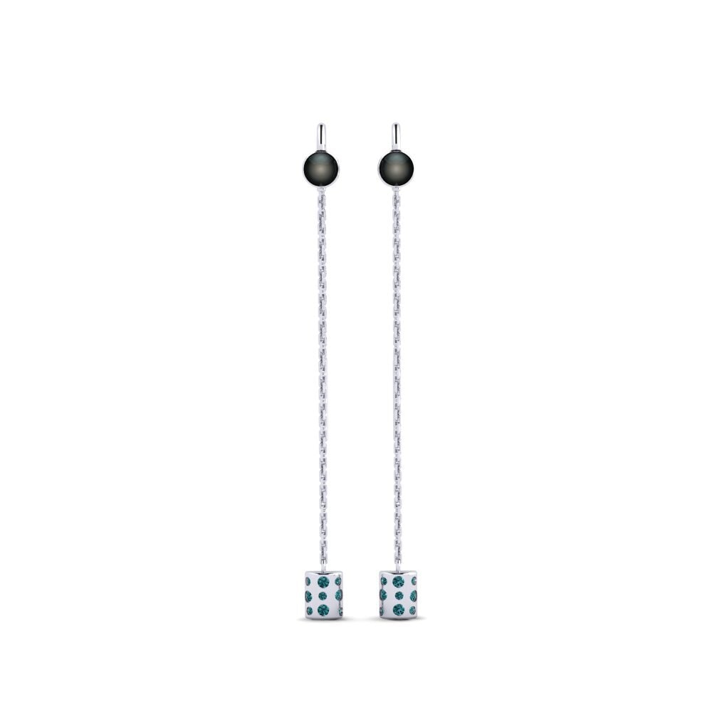 Weißgold 585 Blauer Diamant Damen ohrring Rahacou