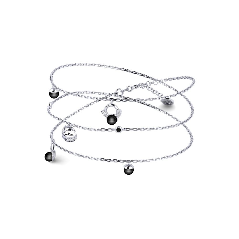 14ct White Gold Black Diamond Women's Necklace Taled