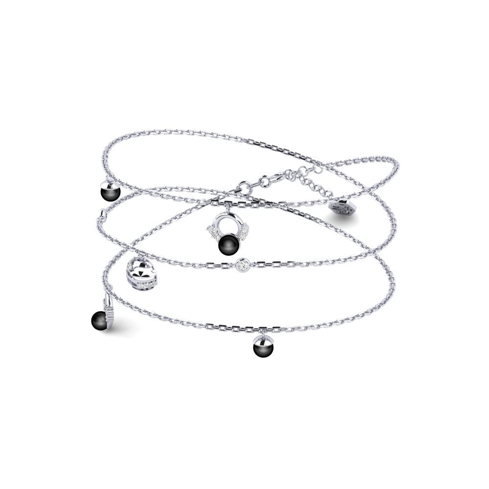 9ct White Gold Moissanite Women's Necklace Taled