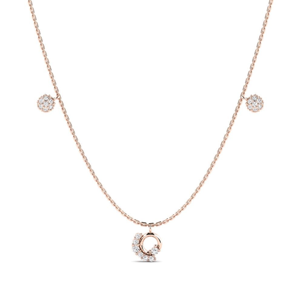 9ct Rose Gold Round White Sapphire Women's Necklace Ucayali