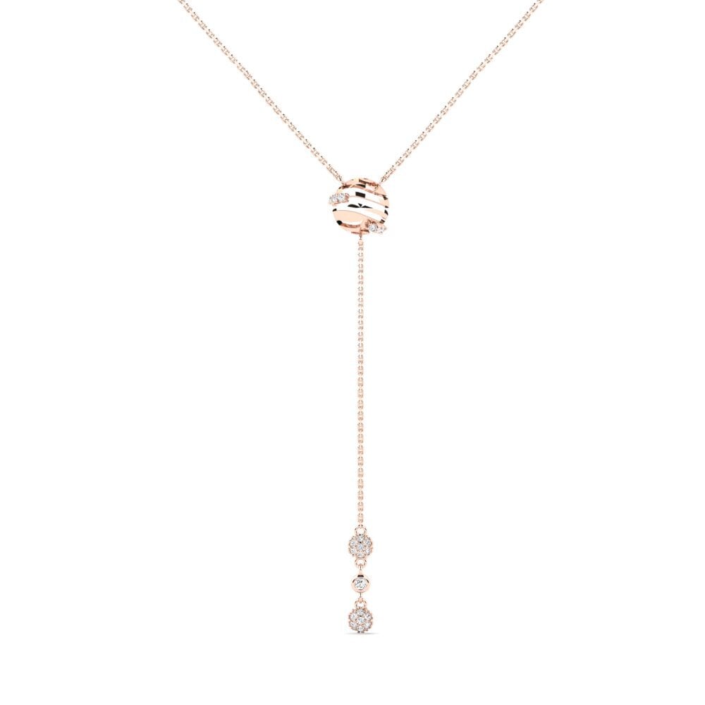 9ct Rose Gold Round White Sapphire Women's Necklace Urubamba