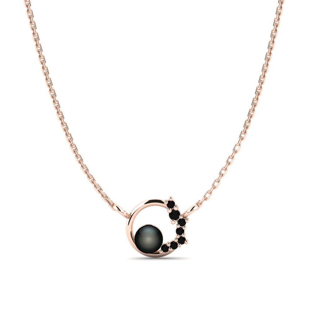 Rotgold 375 Schwarzer Onyx Damen halskette Veruleika