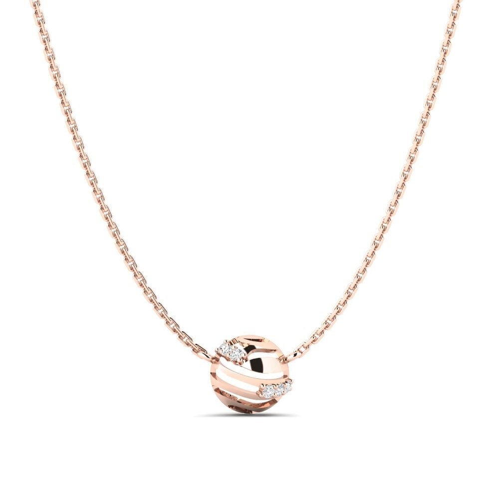 9ct Rose Gold Round White Sapphire Women's Necklace Vichada