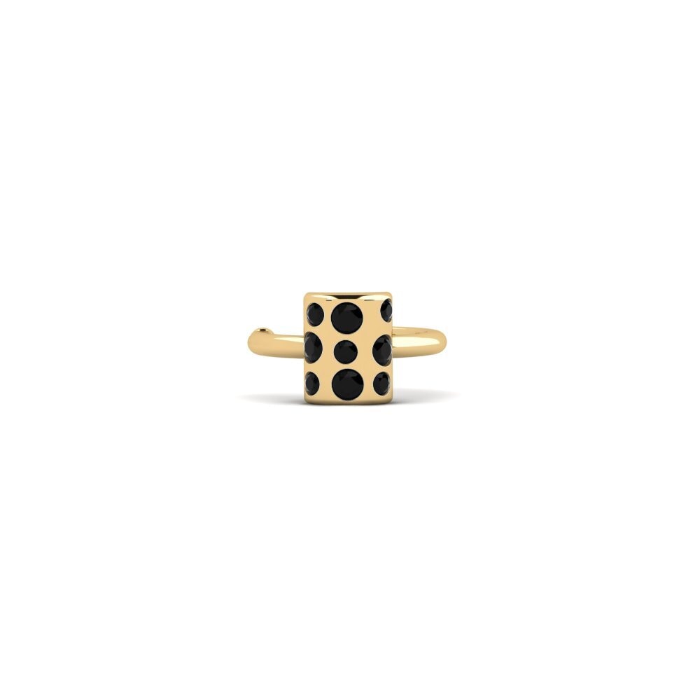 Ouro Amarelo 14K Ônix Negro Brincos Feminino Wadowice