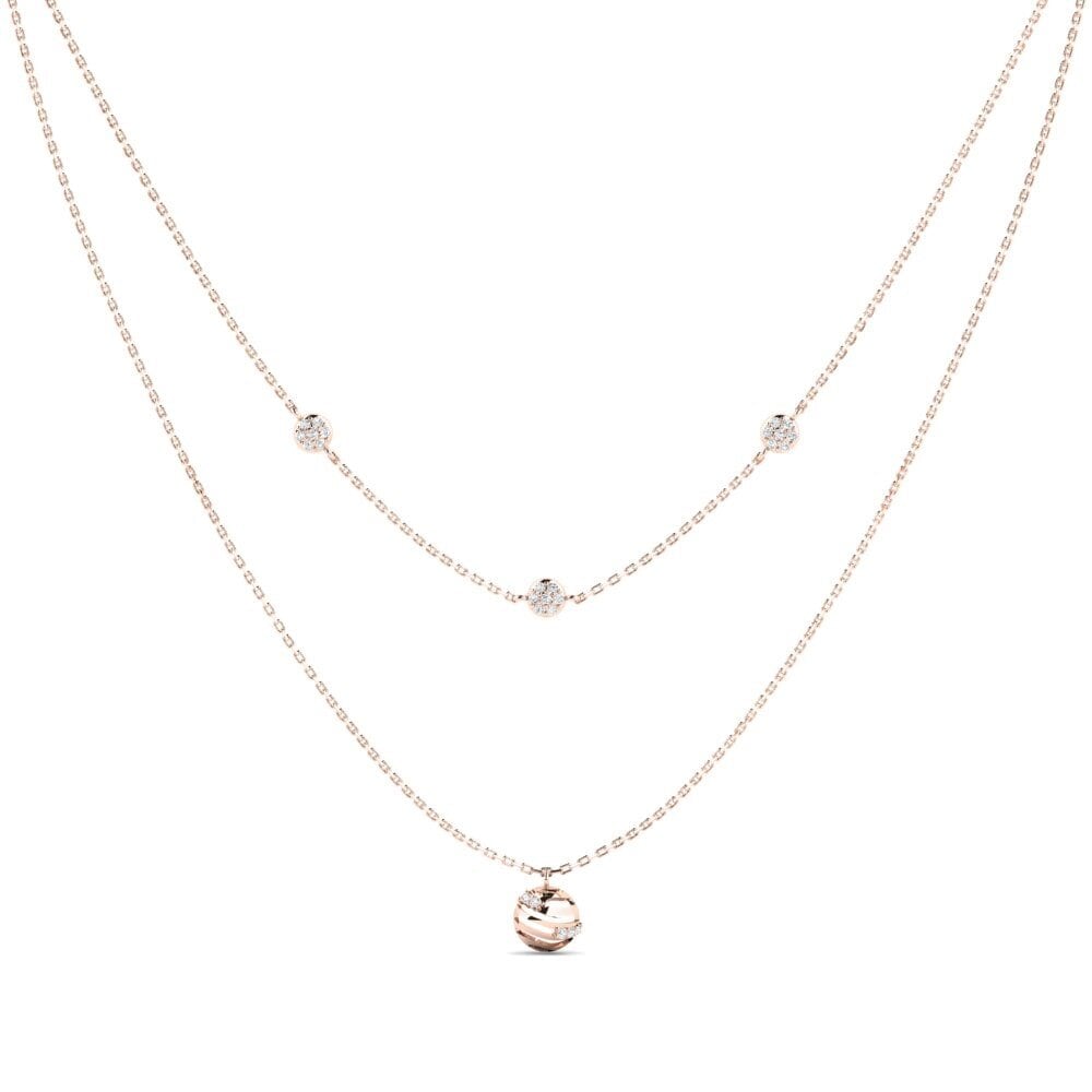 9ct Rose Gold Round White Sapphire Women's Necklace Zgodba