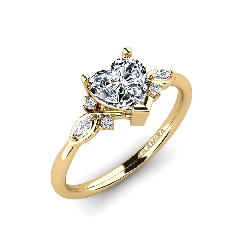 14k Yellow Gold Zirconia Engagement Ring Gisu - Heart 0.97 crt