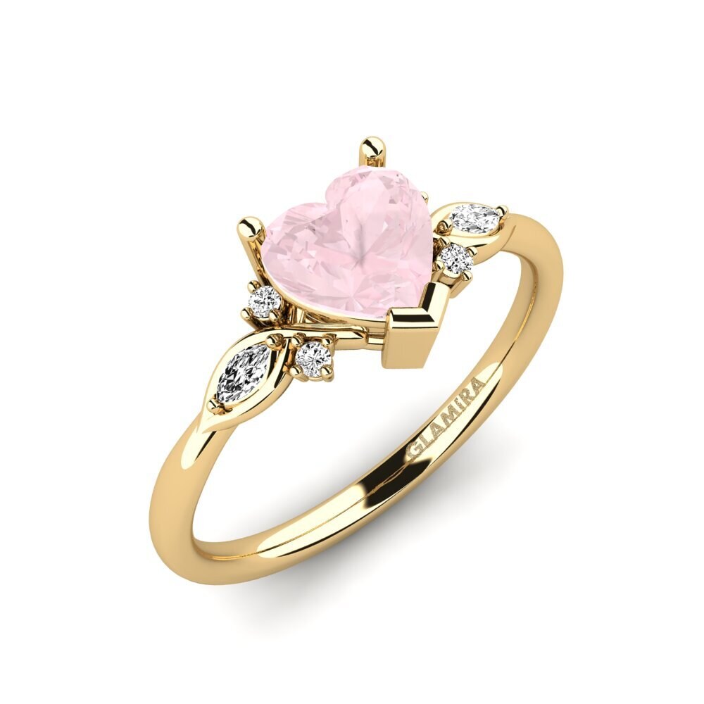 14ct Yellow Gold Rose Quartz Engagement Ring Gisu - Heart 0.97 crt