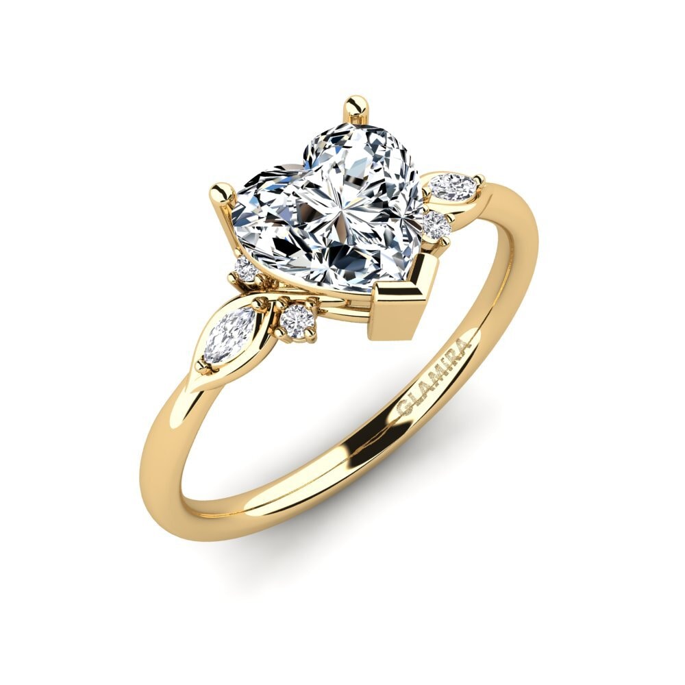 14k Yellow Gold Zirconia Engagement Ring Gisu - Heart 1.50 crt