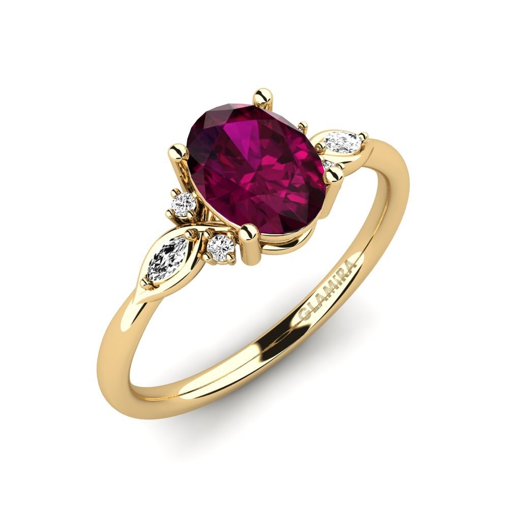 Oro Giallo 585 Granato Rodolite Anello di fidanzamento Gisu - Oval 1.09 crt