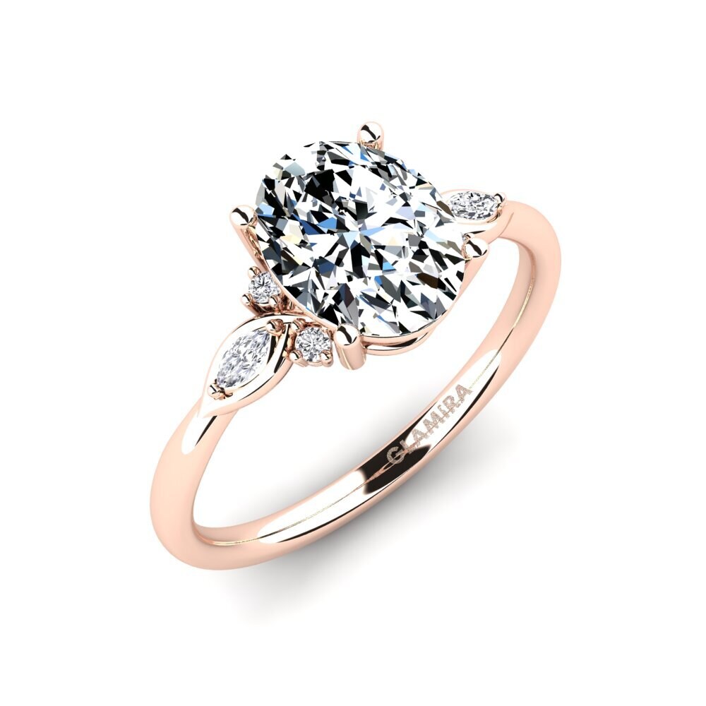 9 Ayar Pembe Altın Kadın Yüzük Gisu - Oval 1.62 crt