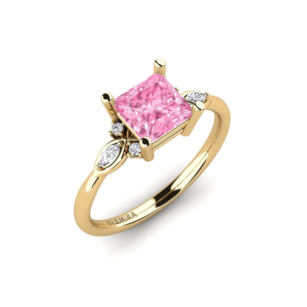 585 Žluté zlato Růžový safír Zásnubní prsten Gisu - Princess 1.25 crt