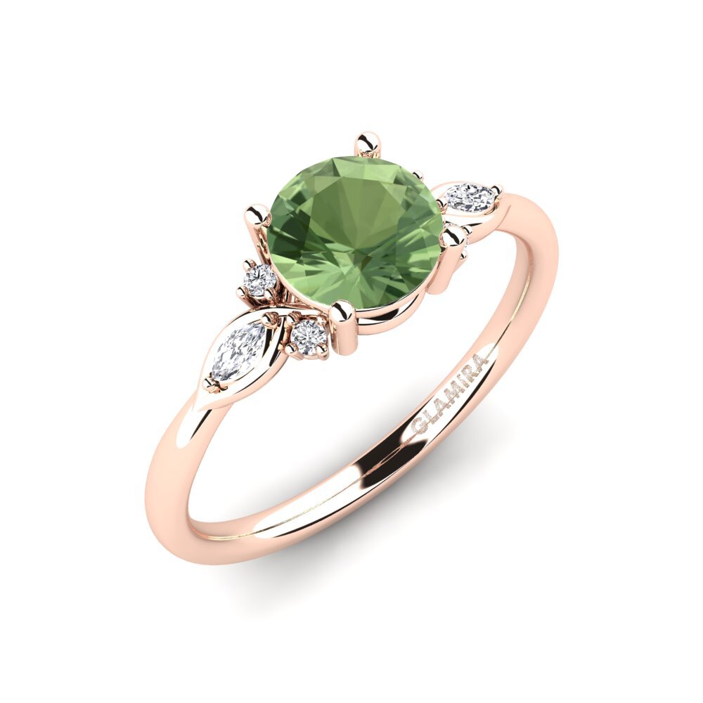 Vàng Hồng 18K Đá Sapphire Xanh Nhẫn đính hôn Gisu - Round 1.0 crt